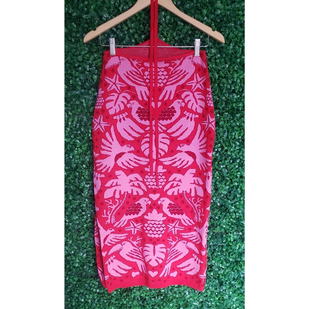 Farm Rio Red Jungle Scarf Knit Skirt - Picture 6 of 8